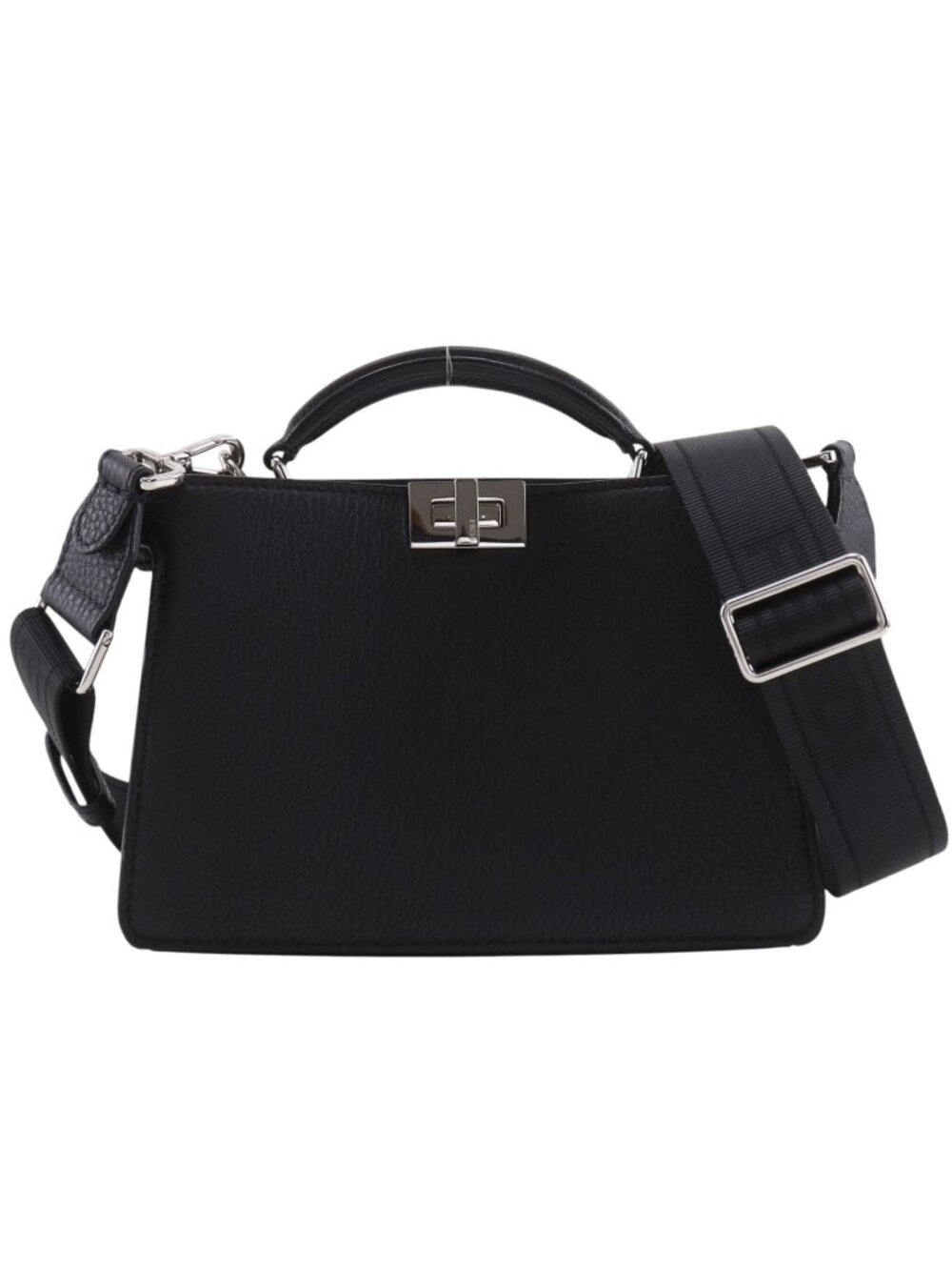 Fendi Peekaboo ISeeU 2-Way Shoulder Calfskin Black Handbag